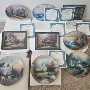 Thomas Kinkade 9pc plates W/COA
